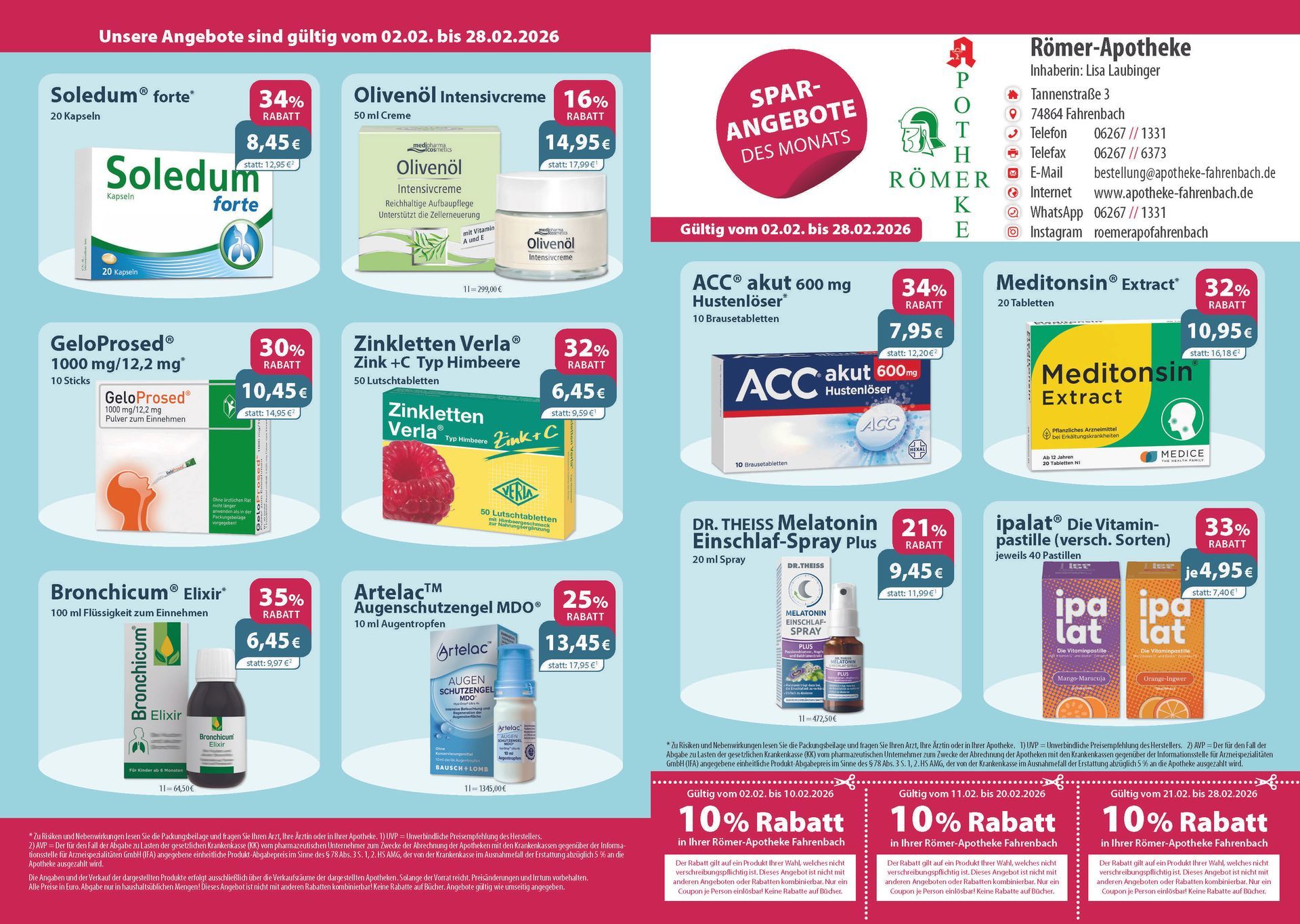Ein Flyer für eine Apotheke mit der Aufschrift „10 % Rabatt“