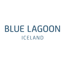 Logo for Blue Lagoon Iceland: dark blue text on white background.