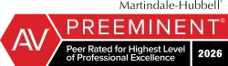 Martindale-Hubbell AV Preeminent logo for 2026, featuring white text on a red and black background.
