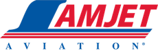 AMJET Aviation logo in red and blue.