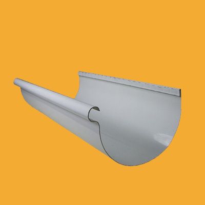 A white gutter is on a yellow background.