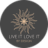 A logo for a company called live it love it by design.