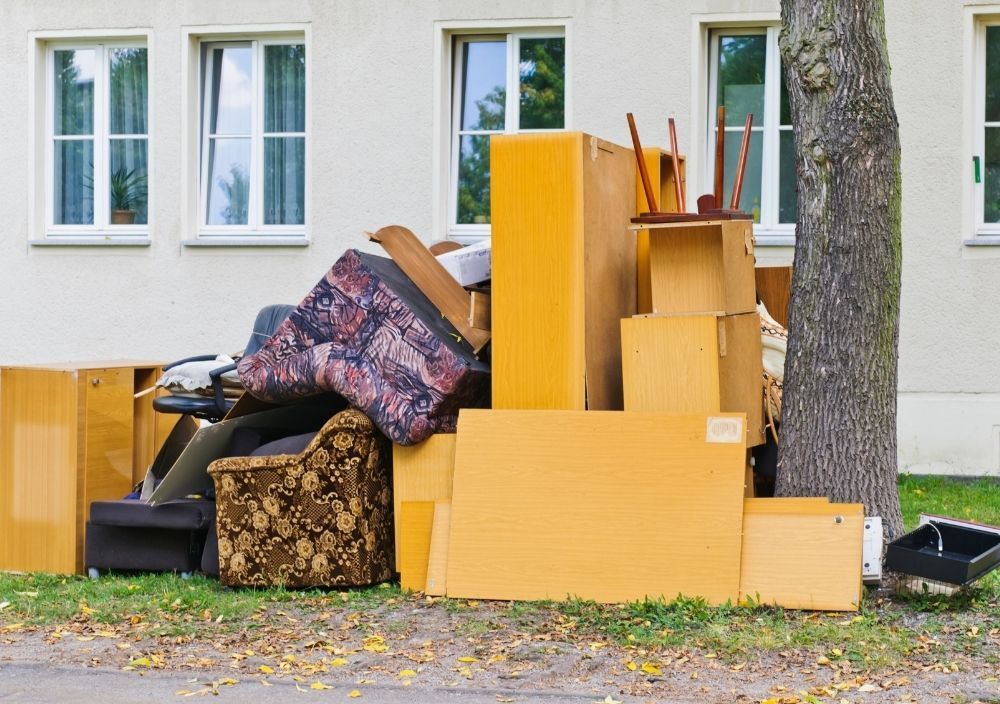 Bulky waste piled up for collection in Cardiff