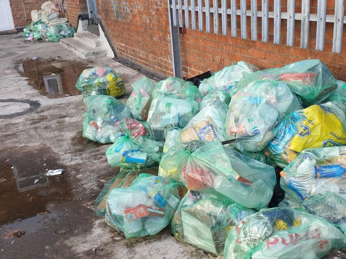 bin bags of rubbish waiting to be removed in Cardiff