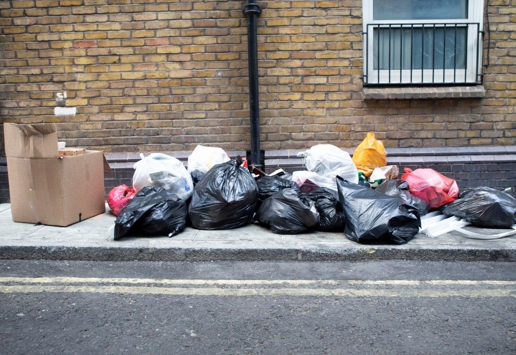 bin bags of rubbish waiting to be removed in Cardiff