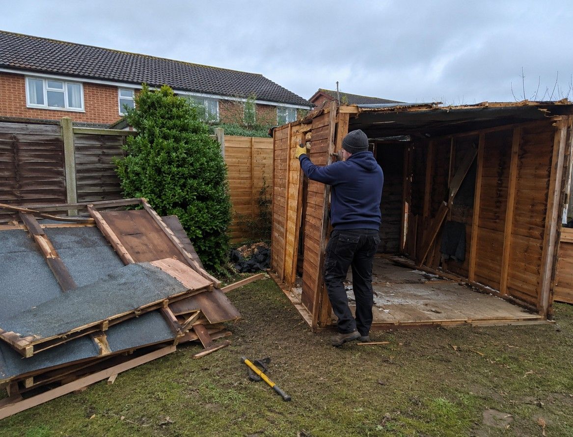 J&Z House Clearance taking a shed apart for clearance