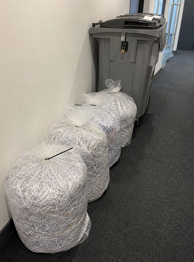 Sealed confidential waste ready for secure shredding during a Cardiff office clearance