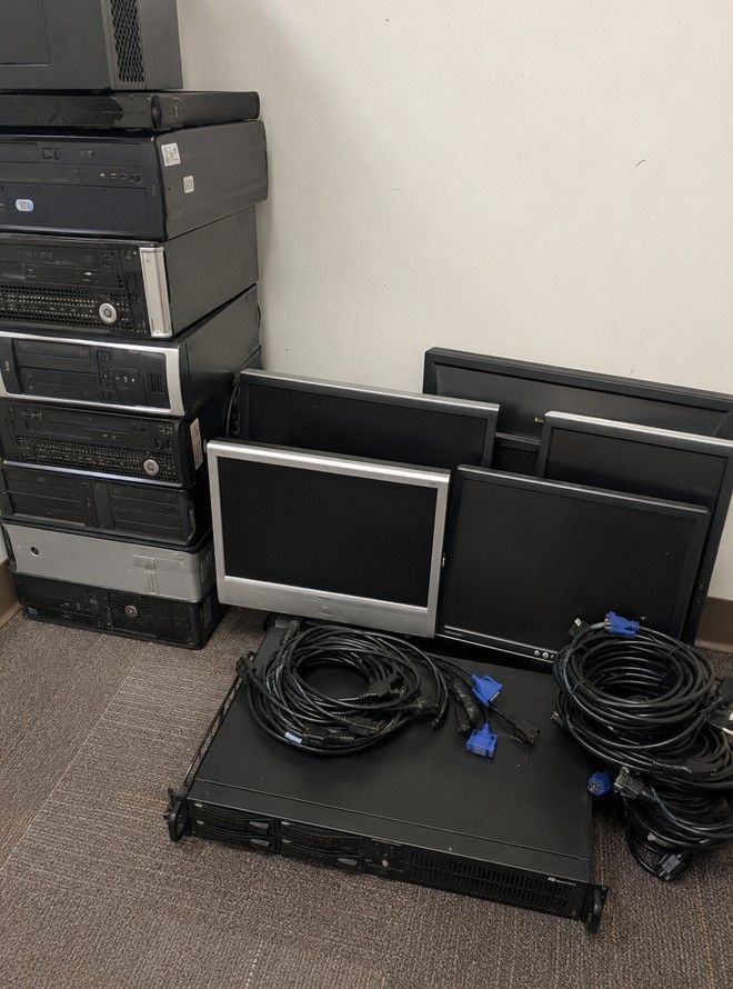 IT equipment collected for secure data destruction during an office clearance in Cardiff