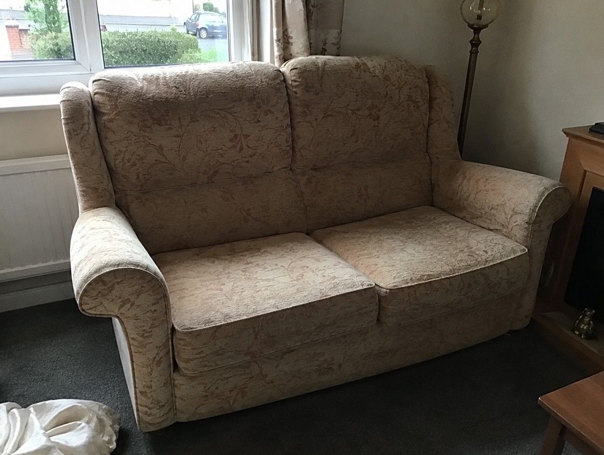 Old sofa ready for collection by J&Z House Clearance Cardiff