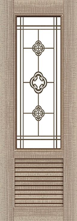 一扇木門，上面有彩色玻璃圖案