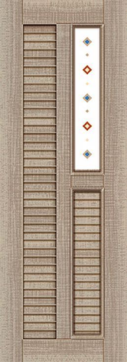 帶玻璃窗的木門的特寫