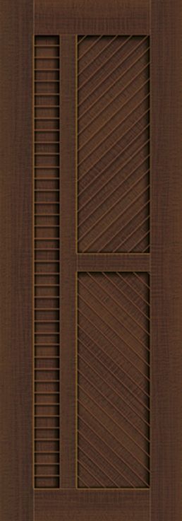 一扇帶有圖案的深色木門特寫