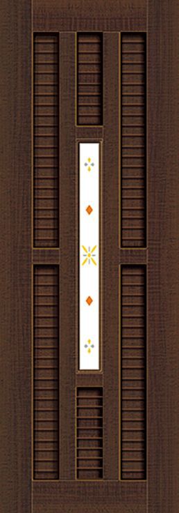 帶有玻璃面板的木門的特寫