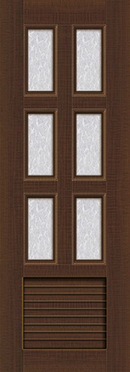 帶有玻璃和百葉窗的木門的特寫