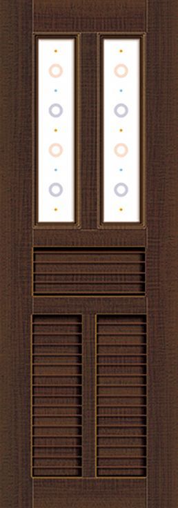 有兩扇窗戶的木門特寫