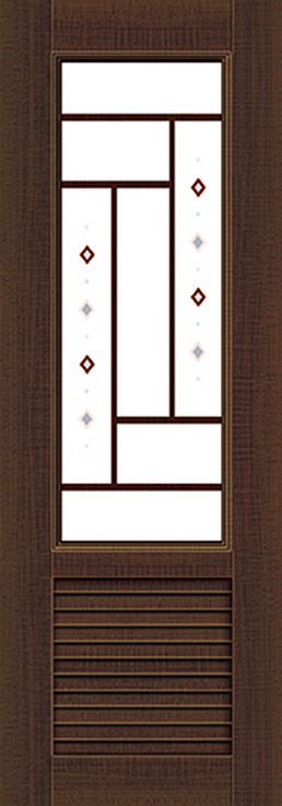 帶玻璃窗的木門的特寫