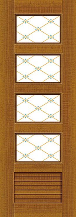 一扇木門，上面有四塊方格的玻璃