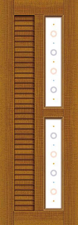 帶有玻璃板的木門的特寫