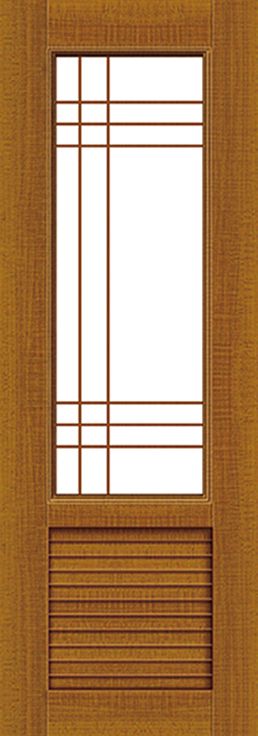 有玻璃窗和百葉窗的木門在白色背景