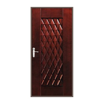 A wooden door with a diamond pattern on it