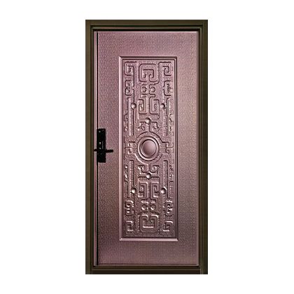 A door with a pattern on it and a handle on a white background.