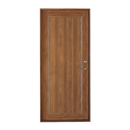 白色背景上有不銹鋼板材的木門