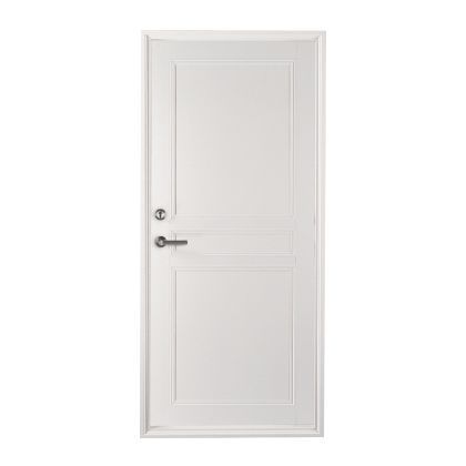 有把手的白色門在白色背景上