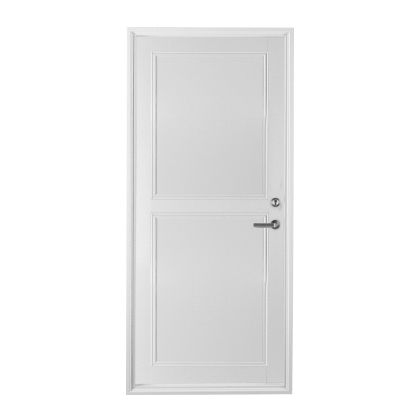 有把手的白色門在白色背景上