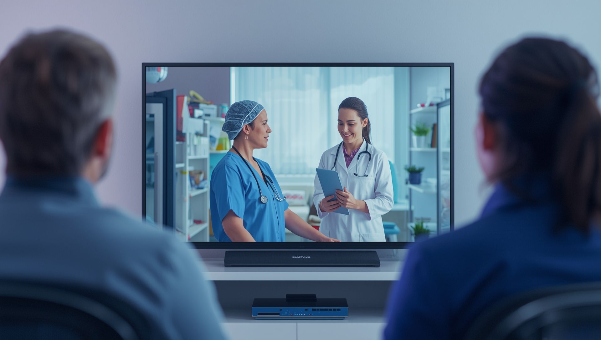 Connected TV advertising displayed on a smart television promoting a local health business