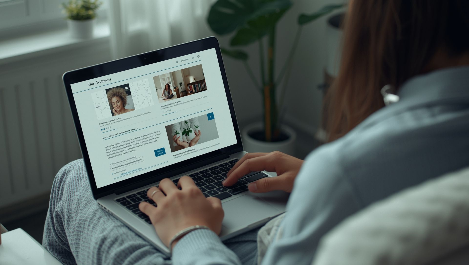 Person discovering helpful wellness education online