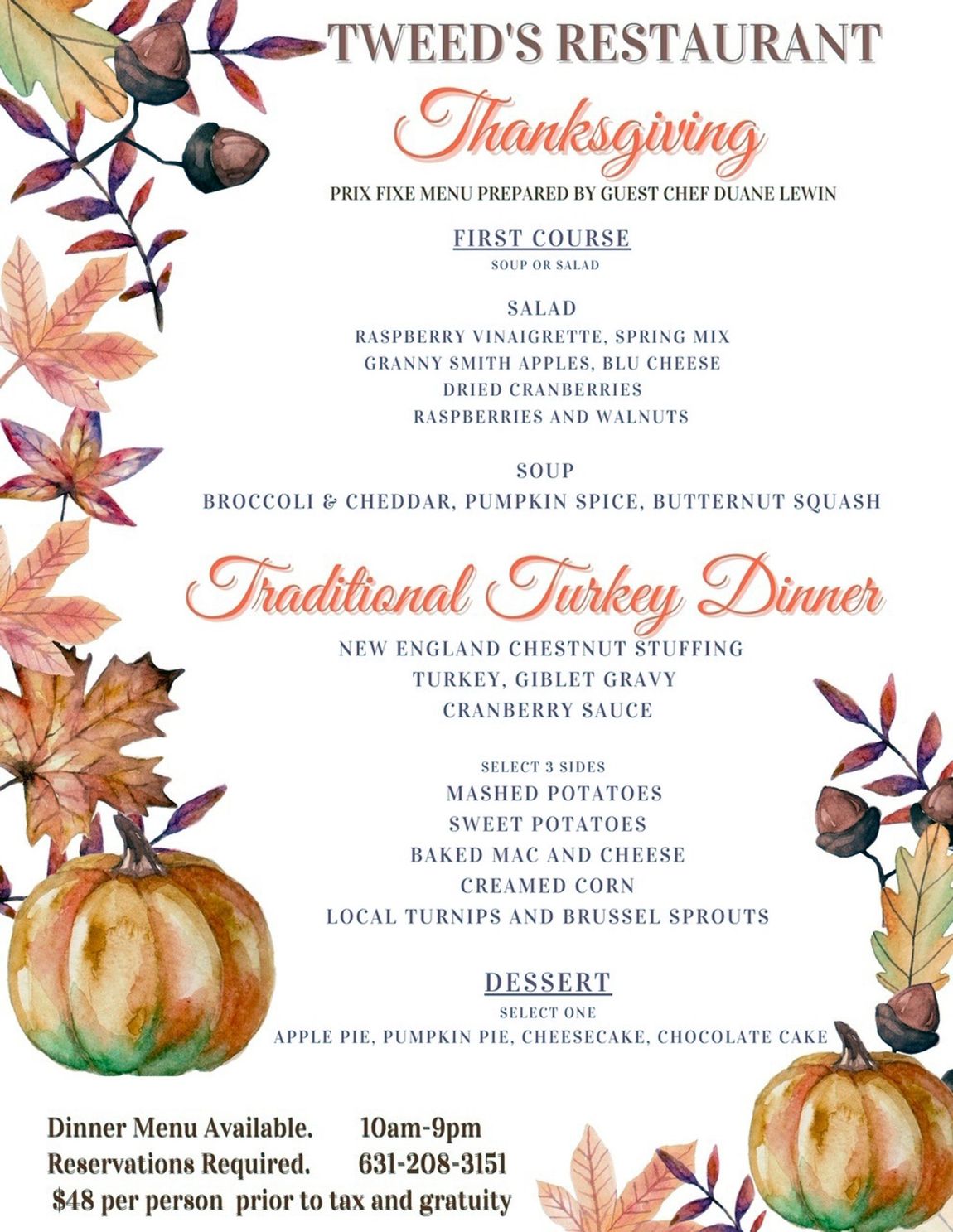 THANKSGIVING MENU