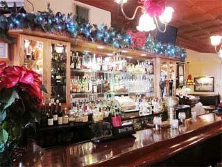 The bar dressed up for the holidays