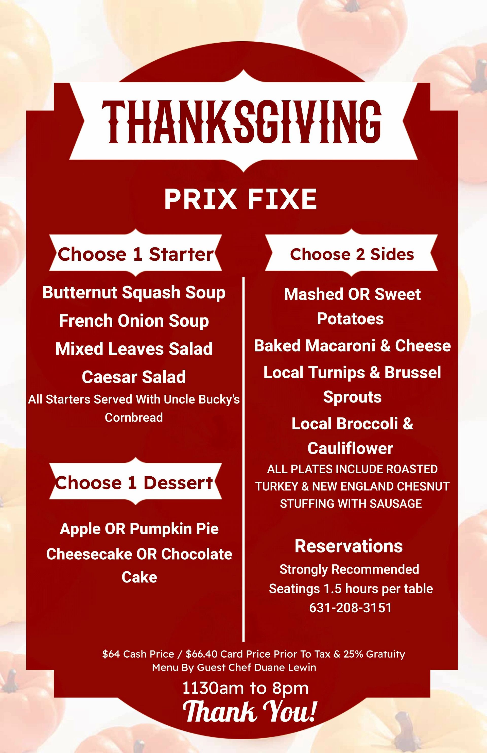 Thanksgiving menu