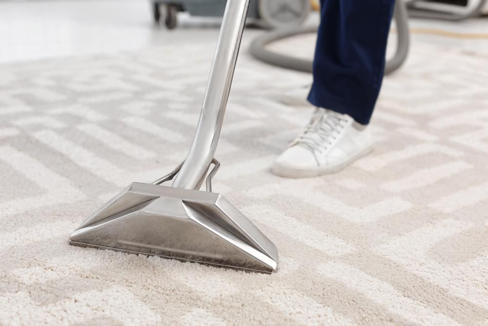 Person is Using a Vacuum Cleaner to Clean a Carpet — Boyne Carpet Cleaning in Iveragh, QLD