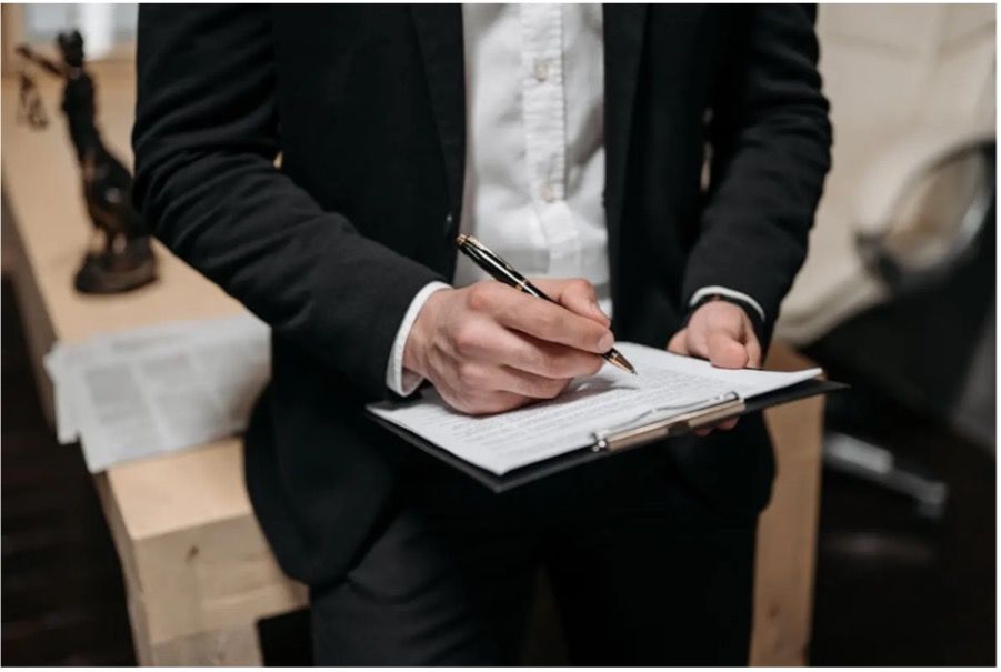 California appellate attorney in law office with legal brief