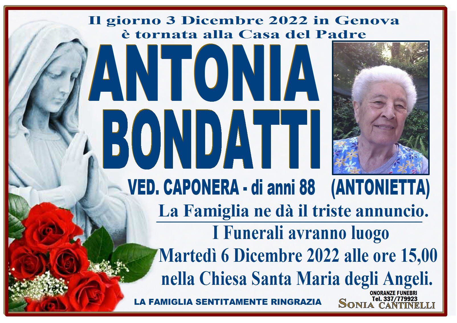 necrologio Antonia Bondatti