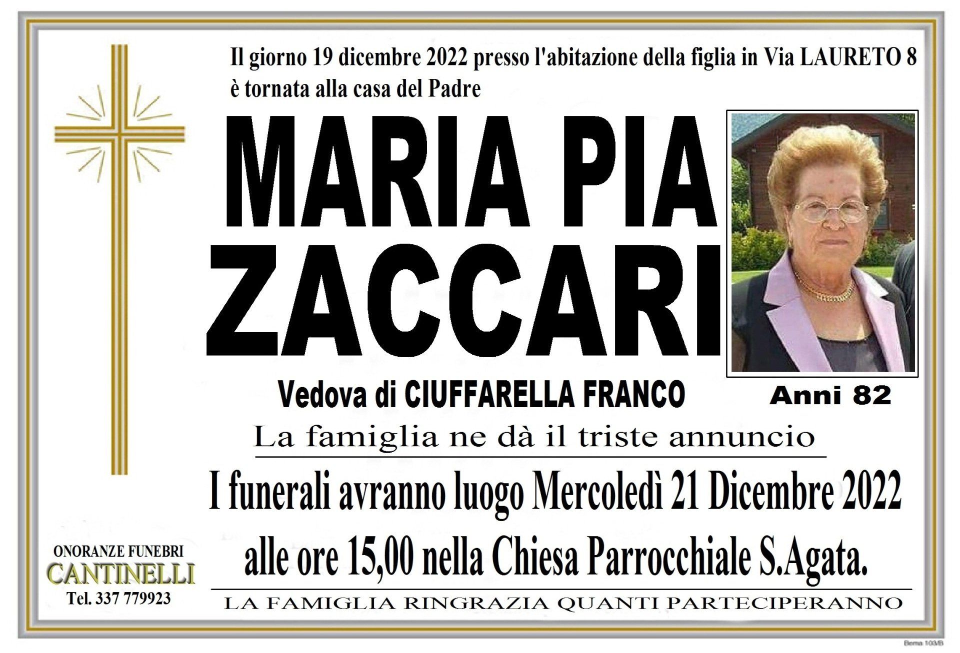 necrologio Maria Pia Zaccari