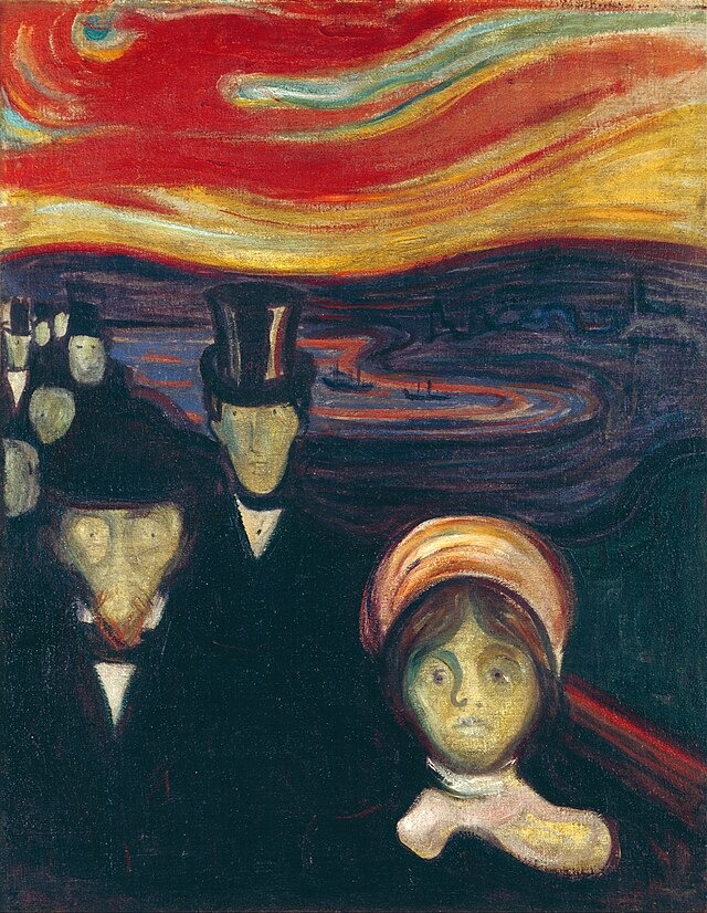 “L’Ansia” (1894) di Edvard Munch – Immagine di pubblico dominio, fonte: Wikimedia Commons