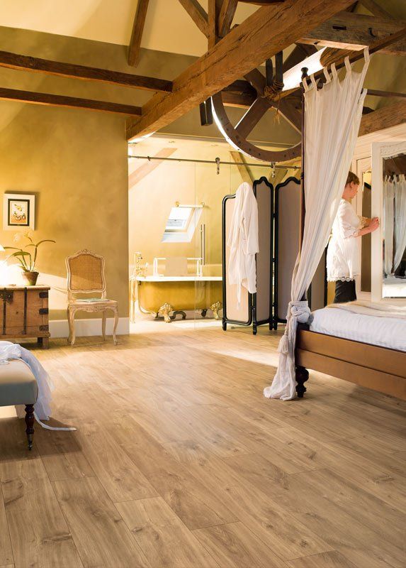 large bedroom next to bathroom