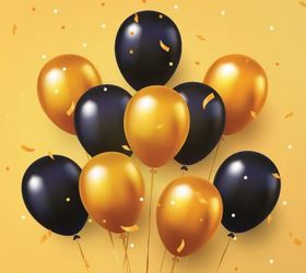 black and gold baloons