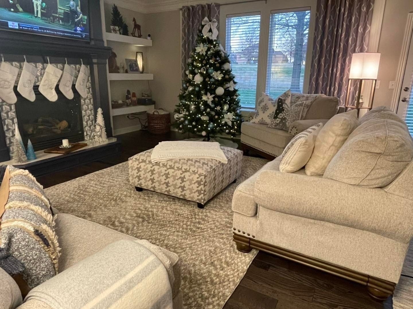 staged living room during christmas
