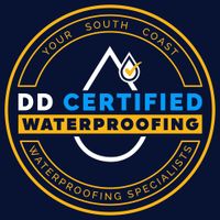 A 3d certified waterproofing logo with a check mark on it.