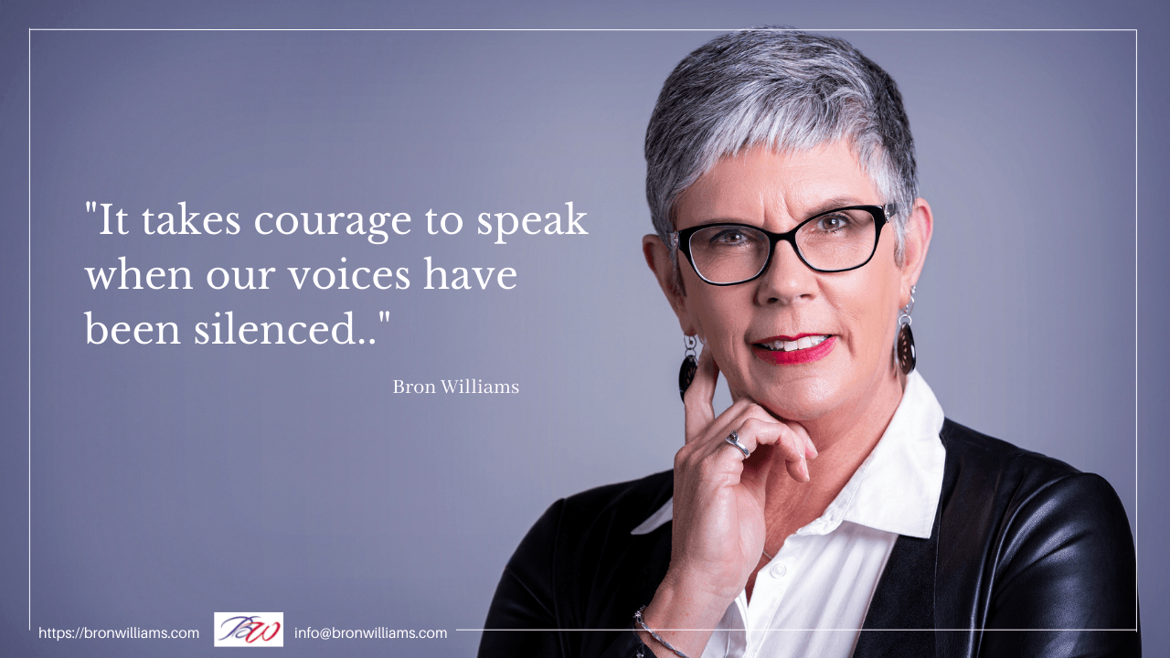 Woman with gray hair and glasses, quote 