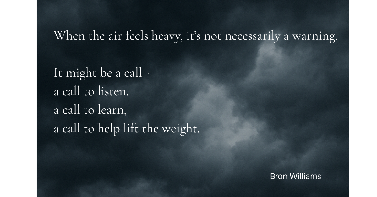 Quote about heavy air, with cloudy background: 