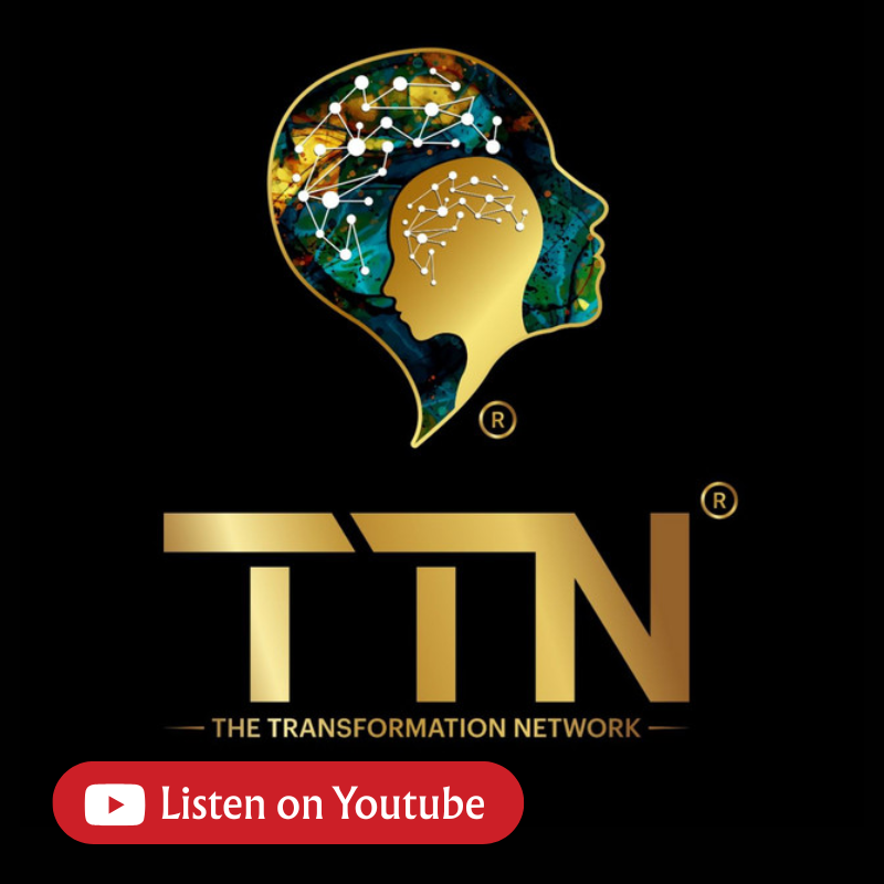 Logo for The Transformation Network (TTN): gold text on black, with a head silhouette and YouTube link.