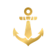 A gold anchor with a tie attached to it on a white background.