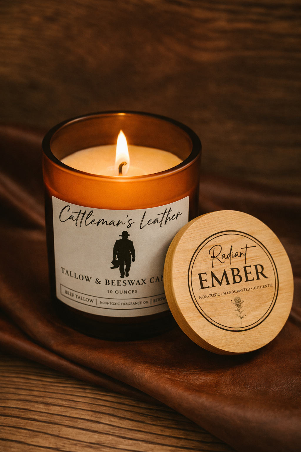 Cattleman's Leather Candle