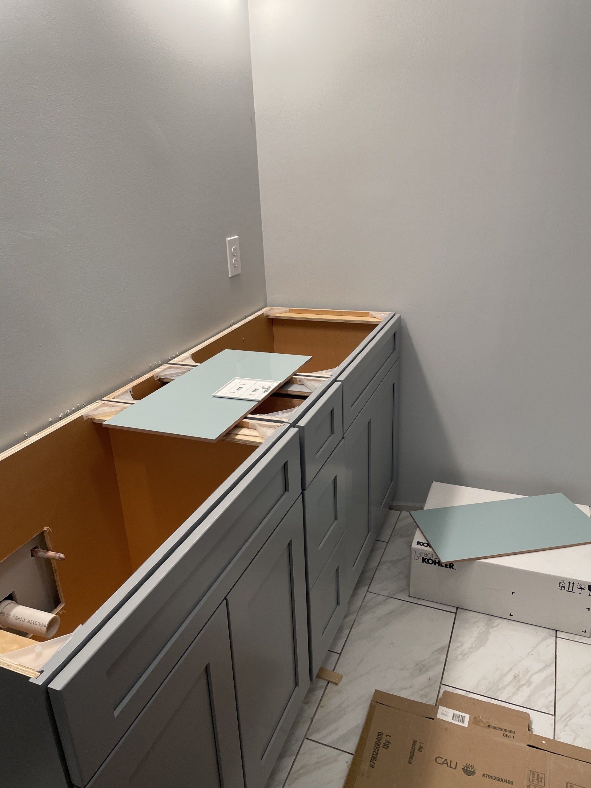 Color Gray Cabinets — Pittsburgh, PA — J & J Construction 1