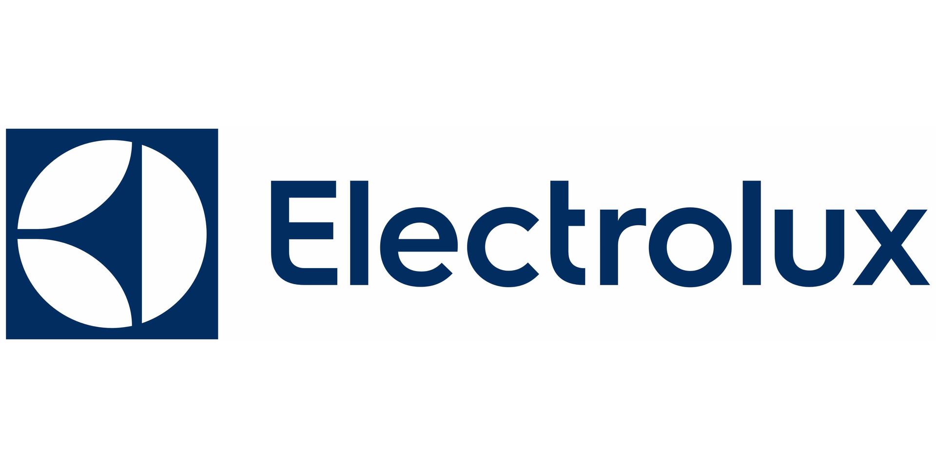 Electrolux logo in blue with a stylized white emblem on a square background