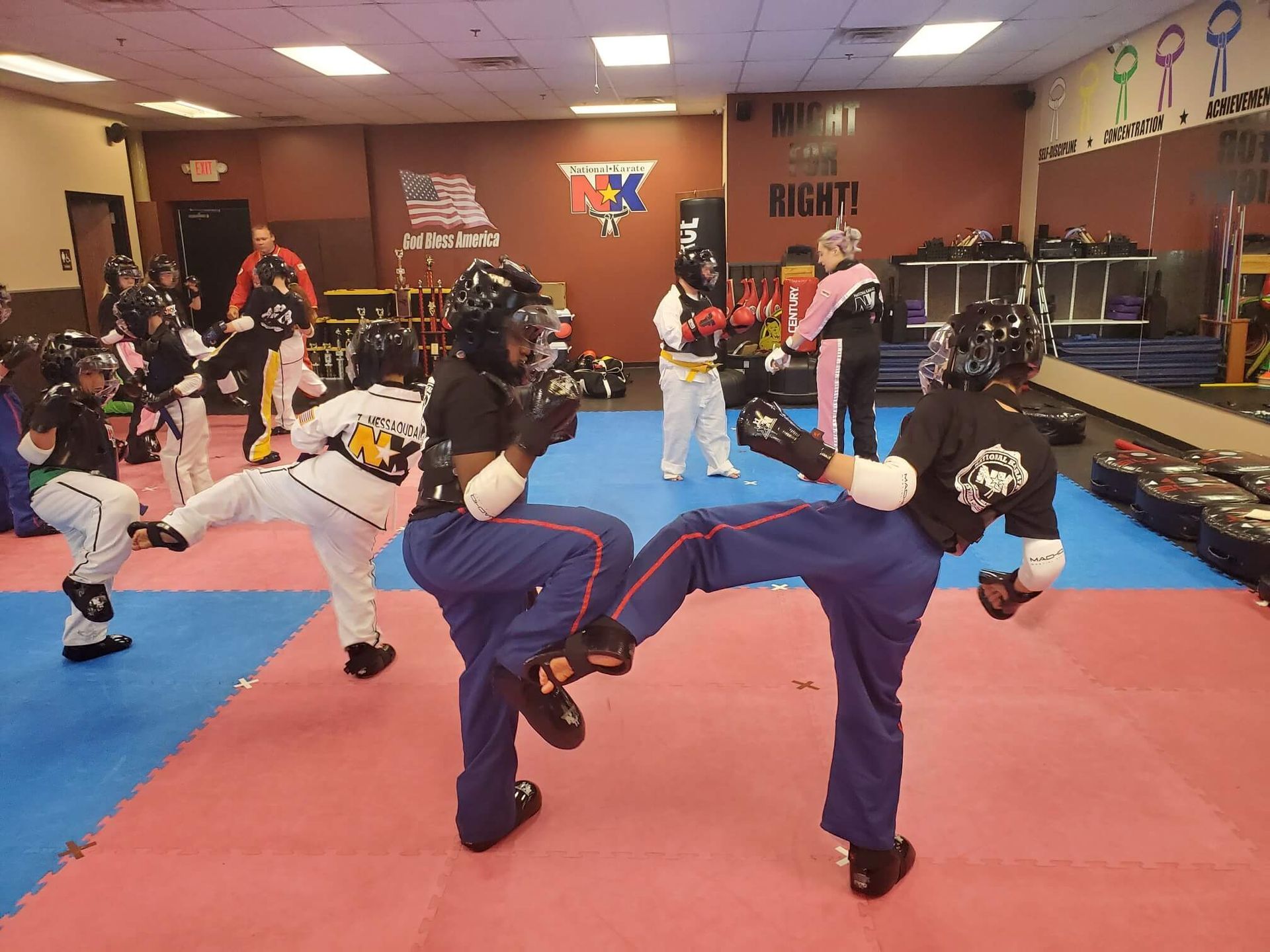 Kids practice Karate drills at Wisconsin National Karate in New Berlin, WI, building focus, confidence, and calm.